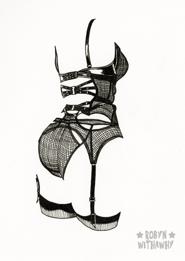 lingerie drawing, art print